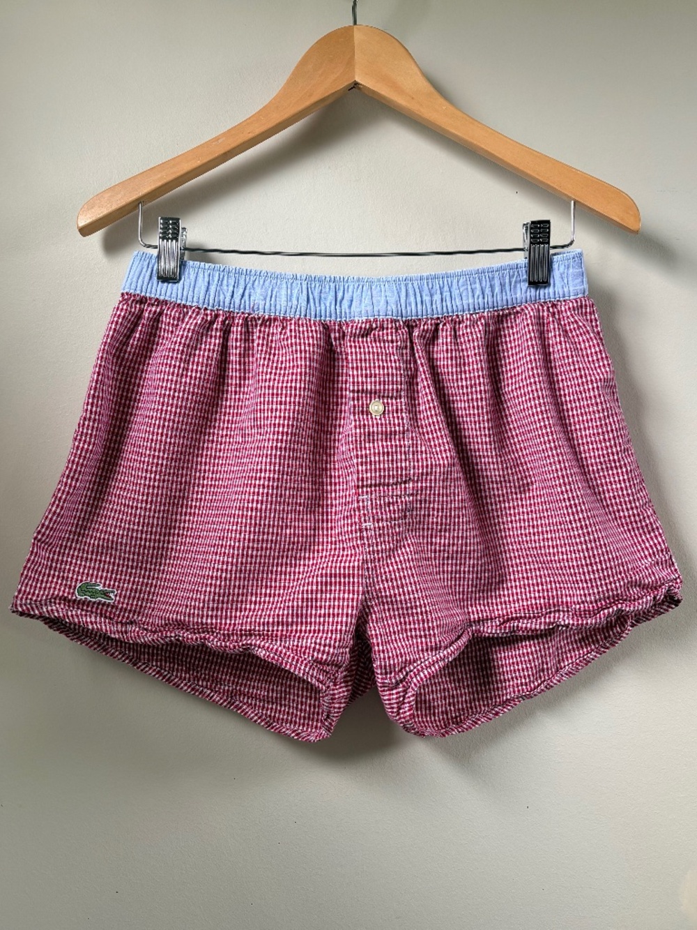 Lacoste Red White Blue Plaid Boxer Shorts